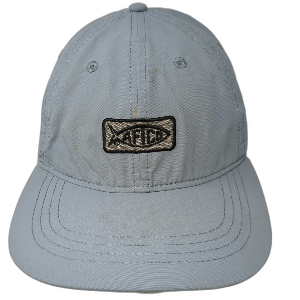 AFTCO Baseball Cap Blue One Size Strapback Nylon Fishing Hat Fish Logo Patch